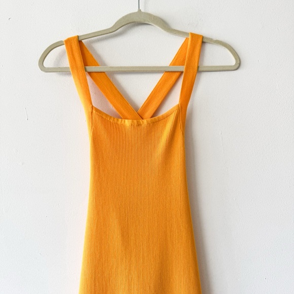 Zara Ribbed Knit Orange Midi Dress Size Medium - Picture 4 of 9
